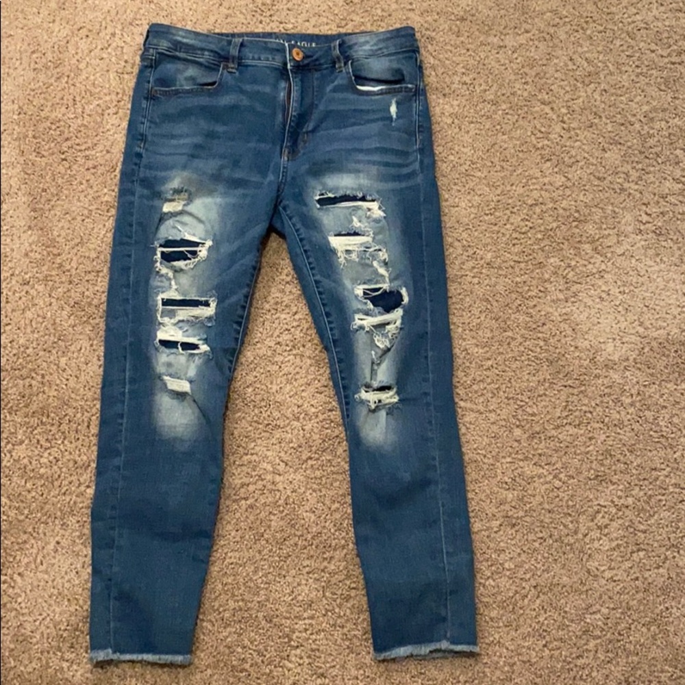 AE denim ripped jeans size 12 short